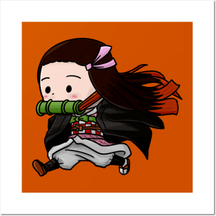 Chibi Nezuko Running Posters and Art